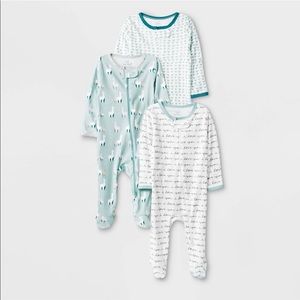 3 Pack Baby 6-9 Month Footed Pajamas